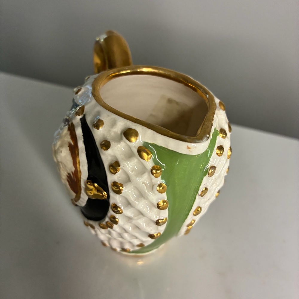 Made in Italy Elegant Gold and Black Ceramic small Pitcher with a flaw - Picture 3 of 9